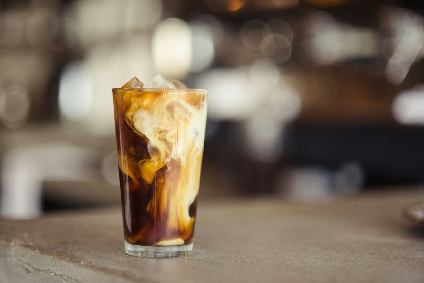 A layered iced coffee at The Outlook Cafe